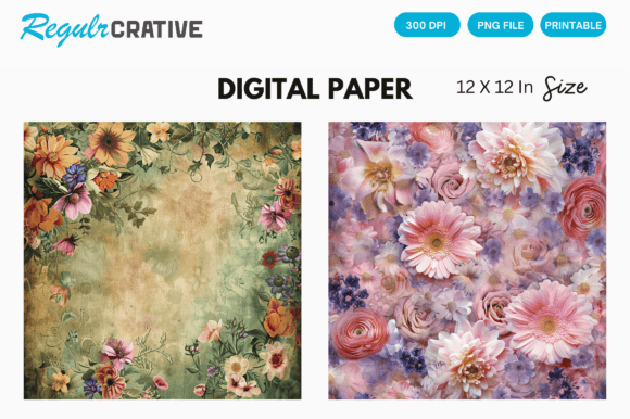 Download Spring Flowers Digital Paper - Premium Bundle