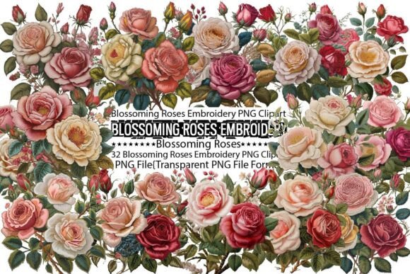 Download Blossoming Roses Embroidery Sublimation - Premium Resources